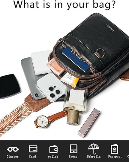 7L Sling Bag for Women Men Vegan Leather Crossbody Bags Fanny Pack Purse Backpack Over Shoulder Bag Travel Anti Theft