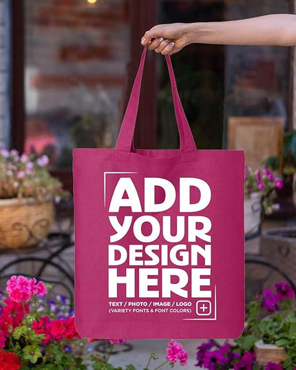 shop4ever Personalized Custom Design Your Own Eco Cotton Tote Reusable Shopping Bag Customizable Gift