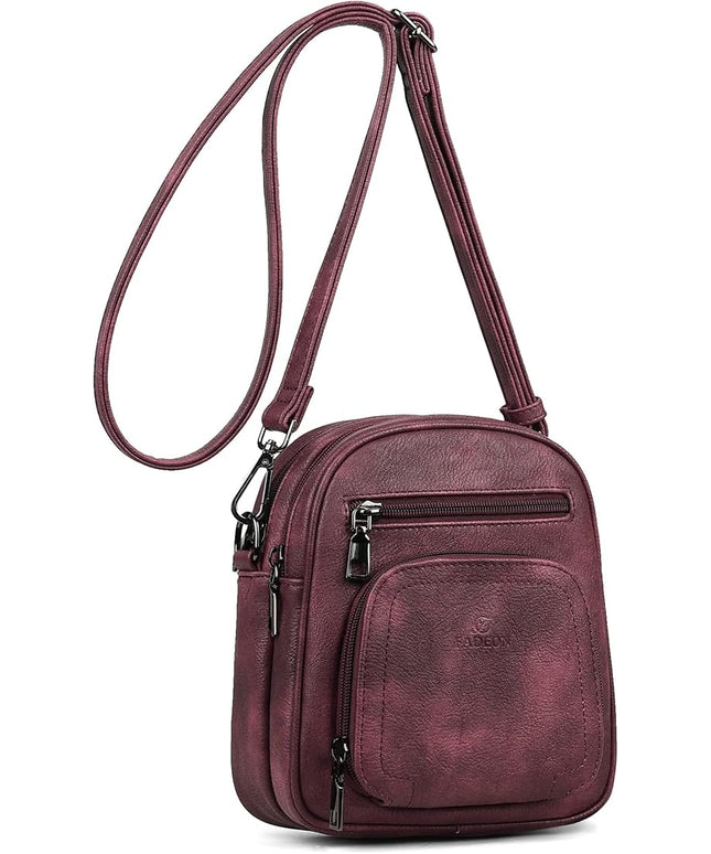 FADEON Small Purses for Women Crossbody Bags, Designer PU Leather Mini Cross Body Purse Travel Shoulder Bag Card Slots