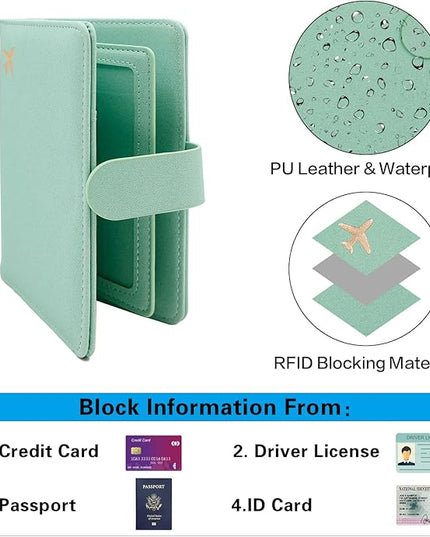 Melsbrinna Rfid Passport Holder for Travel women/Men, Cute Passport Wallet Rfid Blocking Card Slots, Rfid Passport Cover/CaseTravel Wallet, Passport Book Holder (1, Green4)