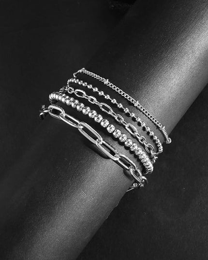 Waterproof Gold Chain Bracelet For Women Non Tarnish,14K Gold Plated Link Dainty Bracelets Stake Layered Bracelet Set Hypoallergen Gold Jewelry