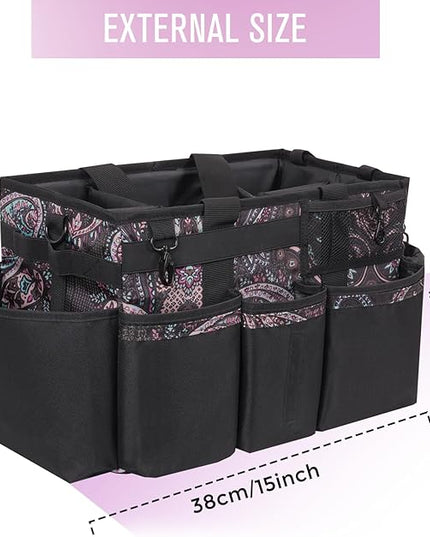 Wearable Cleaning Caddy, Cleaning Caddy Supplies Organizer with Handle & Shoulder Straps for Housekeepers, Under Sink & Car Cleaning Tool Organizers Bag with 4 Foldable Divider (Totem)