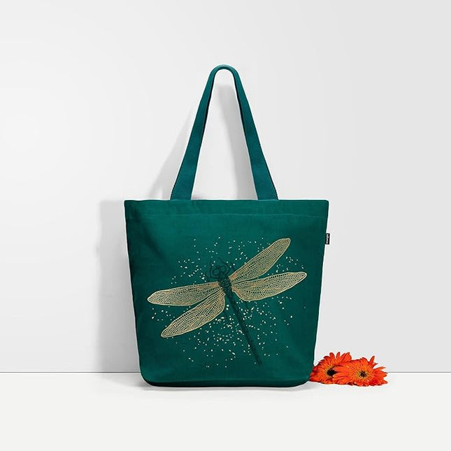 Ecoright Aesthetic Canvas Tote Bag for Women Large Zipper Tote Bags with Pocket, Womens Tote Bag for Yoga, Work, Beach