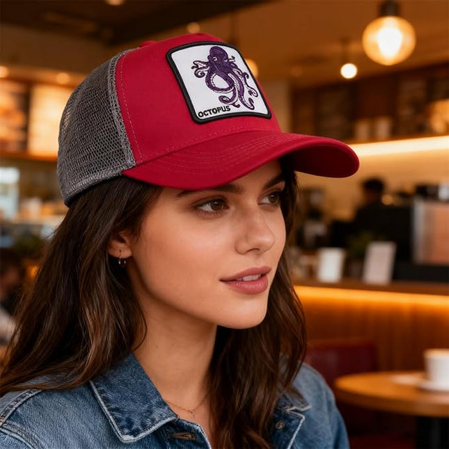 Classic Unisex Various Animal Series Embroidery Farm Adjustable Mesh Snapback Trucker Hat