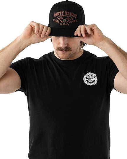 TROLL CO. CLOTHING Dirty Hands Clean Money Meshback Hat - Black, Adjustable Snapback, Curved Brim, One Size Fits Most