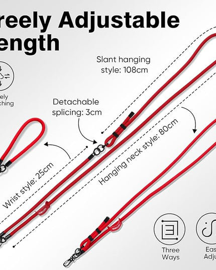 Phone Lanyard, Adjustable Wrist Strap, 2 Pads, Anti Theft Lanyard Crossbody, Multifunctional Cell Phone Neck Strap