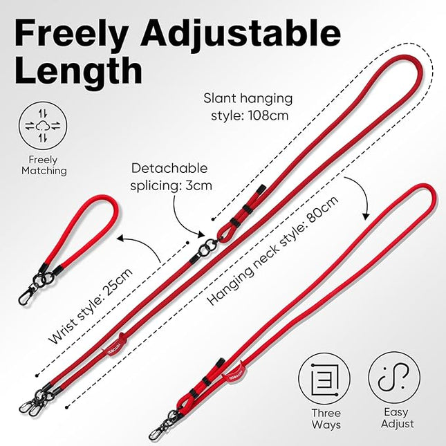 Phone Lanyard, Adjustable Wrist Strap, 2 Pads, Anti Theft Lanyard Crossbody, Multifunctional Cell Phone Neck Strap