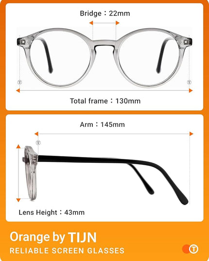 TIJN Blue Light Blocking Glasses Men Women Vintage Thick Round Rim Frame Eyeglasses