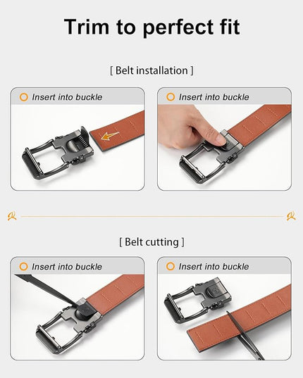 JUKMO 1.5" (38mm) Leather Ratchet Belt for Men in Gift Box