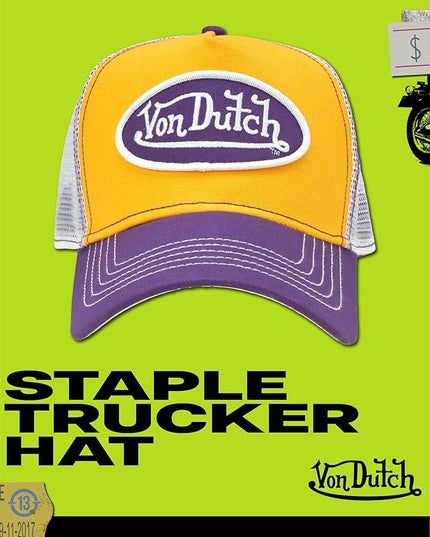 Von Dutch Unisex Trucker Hat - Curved Bill Mesh Back Retro Classic Adjustable Snapback Baseball Cap for Men and Women
