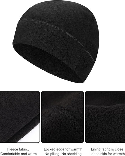 6 Pcs Fleece Skull Cap Men Fleece Beanie Winter Watch Hat Warm Polar Beanie Cap Thick Windproof Unisex for Outdoor Exercising