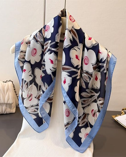 MINIDORA Satin Scarves for Women 27.5 × 27.5 inches Medium Square Elegant Silk Feeling Head Scarf