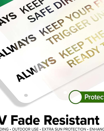 Safety First Always Keep The Gun Pointed In A Safe Direction Sign, 10x14 Inches, Rust Free .040 Aluminum, Fade Resistant, Made in USA by My Sign Center