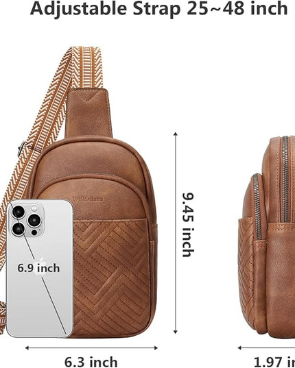 Leather Crossbody Bags for Women Small Sling Bag Anti Theft RFID Chest Purse Fanny Pack for Travel