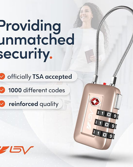 TSA Accepted Luggage Travel Lock, Set-Your-Own Combination Lock for School Gym Locker, Luggage Suitcase Baggage Locks, Filing Cabinets, Toolbox, Case (Titanium, 1 Pack)