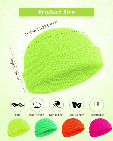 SATINIOR 4 Pieces Trawler Beanie Watch Hat Roll up Edge Skullcap Fisherman Beanie Unisex