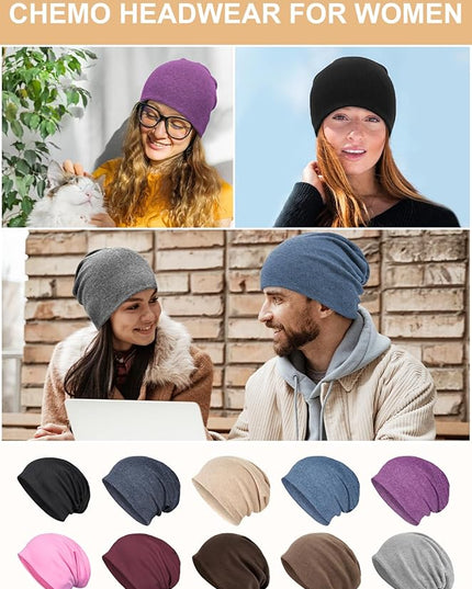 Senker Fashion Slouchy Beanie Hats for Women Men, Chemo Headwear Cotton Beanies Soft Lightweight Chemo Skull Cap Elastic
