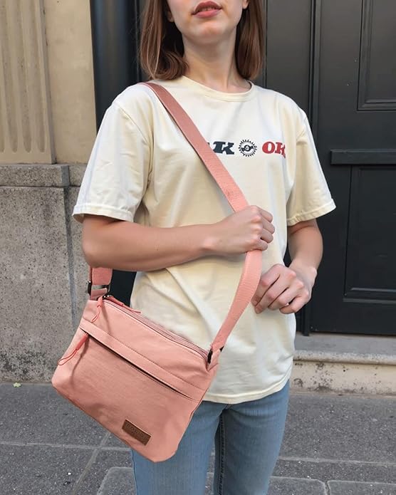 Crossbody Sling Bag Canvas Purse Small Shoulder Handbag 5 Pocket Casual Travel Messenger Hobo Bag Phone Satchel Backpack
