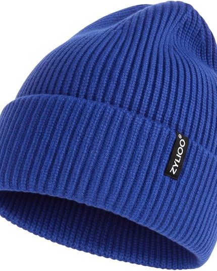 Zylioo Oversize Beanie Hats, XXL Big Size Ribbed Knit Cuffed Winter Hat for Cold Weather, Warm Skull Watch Cap