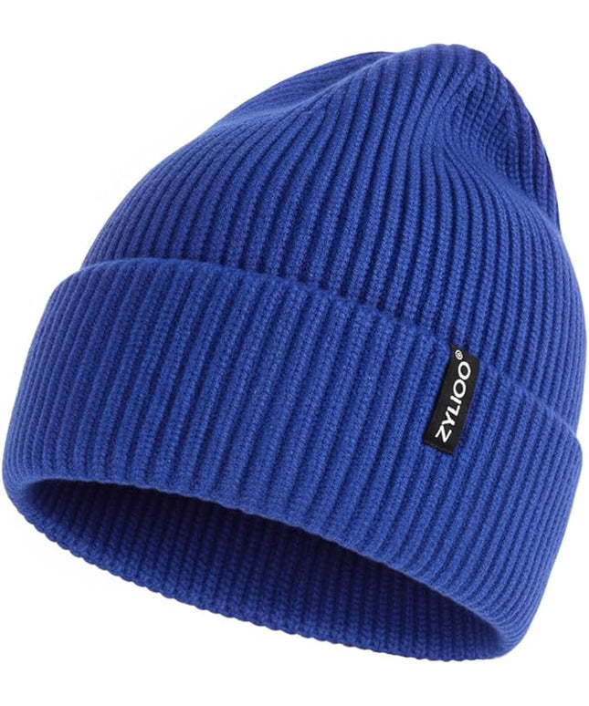 Zylioo Oversize Beanie Hats, XXL Big Size Ribbed Knit Cuffed Winter Hat for Cold Weather, Warm Skull Watch Cap