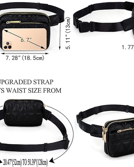 UTO Fanny Pack for Women Crossbody Trendy Fashion Belt Purse Chest Waist Hip Bumbag for Outdoor Shopping Travel Hiking