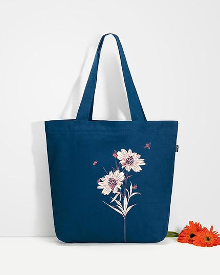 Ecoright Aesthetic Canvas Tote Bag for Women Large Zipper Tote Bags with Pocket, Womens Tote Bag for Yoga, Work, Beach