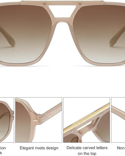 SOJOS Retro Trendy Aviator Polarized Sunglasses Men Women Vintage 70s Square Stylish Frame Sun Glasses SJ2283