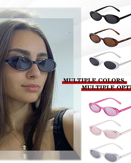 VIA LEECA Trendy Oval Sunglasses Women 90’s Vintage Sun Glasses Fashion Tinted Glasses UV400 Protection