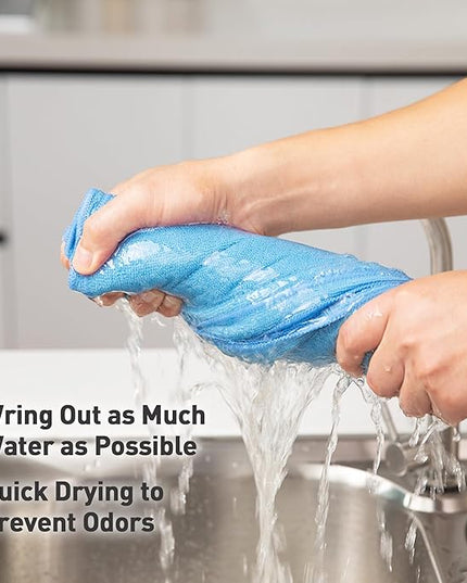 Blue Microfiber Cleaning Cloth 13"x13", Ultra Soft Absorbent Microfiber Cleaning Rags for Housekeeping Cleaning Supplies, Lint Free Reusable Cleaning Cloths for House Washable, Pack of 12