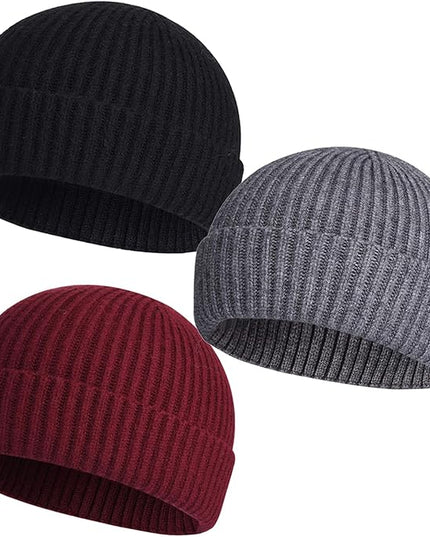 50% Wool Warm Cuffed Swag Knit Short Fisherman Beanie for Men Women Winter Hats Trawler Skull Cap
