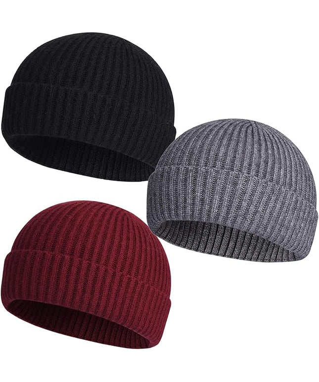 50% Wool Warm Cuffed Swag Knit Short Fisherman Beanie for Men Women Winter Hats Trawler Skull Cap