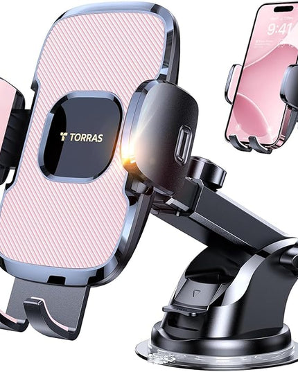 TORRAS Pink Phone Holders for Your Car【Ultra-Durable & Strongest Suction】, Universal Car Phone Holder Mount Truck Cradle Stand for Dashboard Windshield Vent, Pink Car Accessories