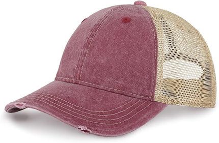 CHOK.LIDS Everyday Premium Washed Trucker Hat Unstructured Distressed Pigment Dyed Cap Adjustable Outdoor Headwear