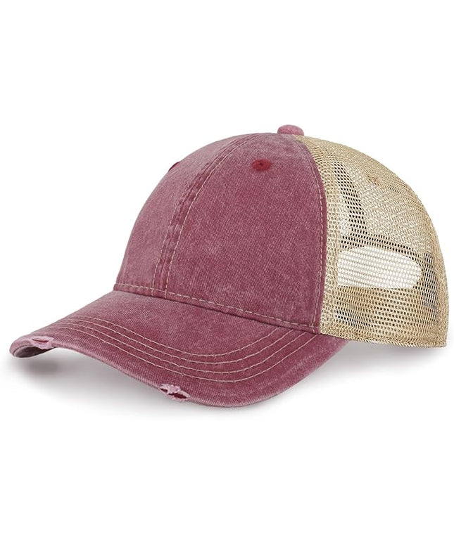 CHOK.LIDS Everyday Premium Washed Trucker Hat Unstructured Distressed Pigment Dyed Cap Adjustable Outdoor Headwear