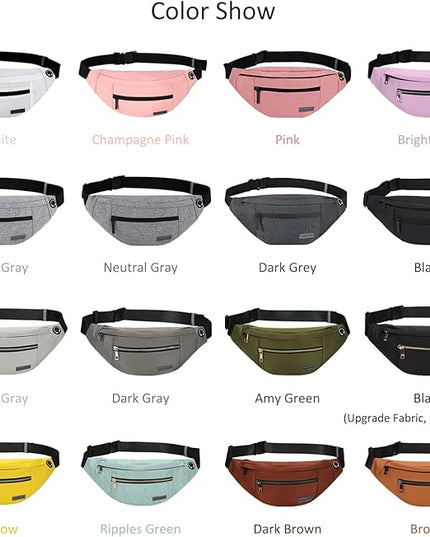 MAXTOP Large Crossbody Fanny Pack with 4-Zipper Pockets,Gifts for Enjoy Sports Festival Workout Traveling Running Casual Hands-Free Wallets Waist Pack Phone Bag Carrying All Phones