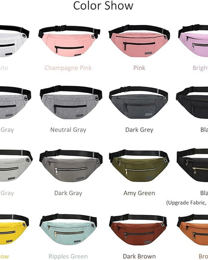 MAXTOP Large Crossbody Fanny Pack with 4-Zipper Pockets,Gifts for Enjoy Sports Festival Workout Traveling Running Casual Hands-Free Wallets Waist Pack Phone Bag Carrying All Phones