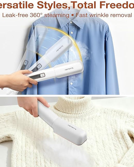 Newbealer 2in1 Travel Iron with Global Voltage, 100-240V Clothes Steamer, Dry Ironing & 2 Steam Levels, Non-Stick Ceramic Soleplate, Fabric Wrinkle Remover, Auto-off, Self Cleaning, No Clamp (Gold)