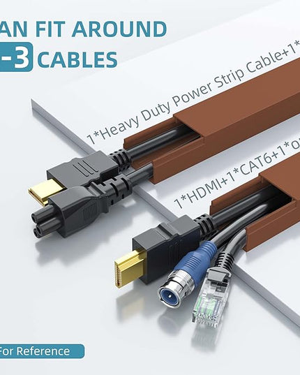 Wire Hider, 157in Delamu Cord Hider Wall, Paintable Wire Covers for Cords, TV Cable Hider Wall Kit, Cable Covers Raceway, Cable Management Hide TV Cords for Wall Mount TV, 10XL15.7 W0.95 H0.55in Brown