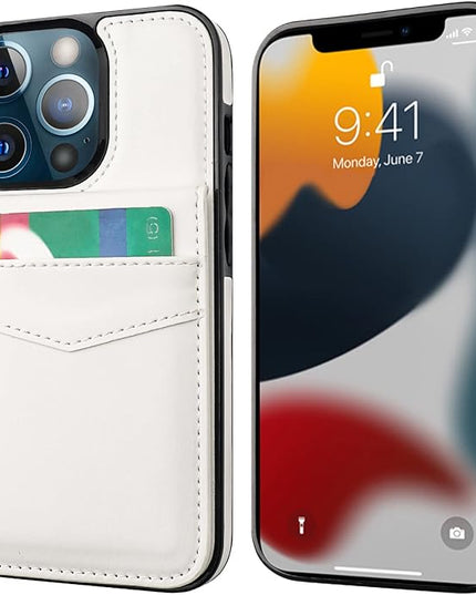 KIHUWEY Compatible with iPhone 13 Pro Max Case Wallet with Credit Card Holder, Premium Leather Magnetic Clasp Kickstand Heavy Duty Protective Cover for iPhone 13 Pro Max 6.7 Inch(White)