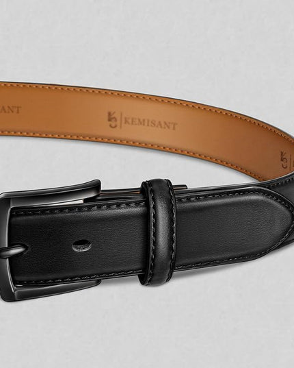 KEMISANT Men Belt 2Pack – Genuine Leather Belt for Men Dress Casual Golf Jeans 1 3/8"