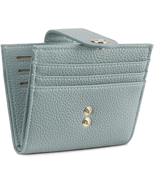 BOSTANTEN Slim Wallet for Women Small RFID Blocking Credit Card Holder Leather Bifold Wallets with Zipper Coin Pocket Light Blue