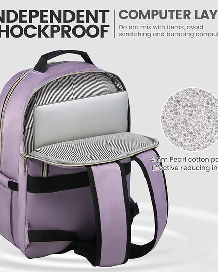 LOVEVOOK Laptop Backpack for Women 17.3 inch,Cute Womens Travel Backpack Purse,Professional Laptop Computer Bag,Waterproof Work Business College Teacher Bag Carry on Backpack with USB Port,Taro Purple