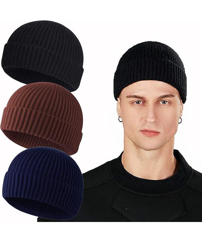 ROYBENS Swag Wool Knit Cuff Short Fisherman Beanie for Men Women, Winter Warm Hats