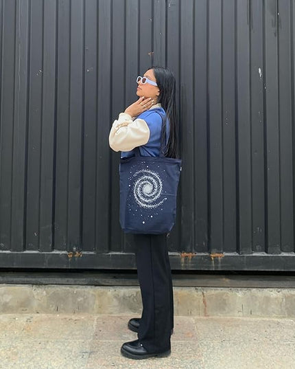 Ecoright Tote Bag for Women with Zipper, Small Tote Bag, Canvas Bag, Reusable Cotton Bag for Beach, Grocery, School & Work