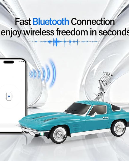 Retro American Style car Bluetooth Speaker, Portable Wireless Outdoor Speaker, TWS Stereo, Support USB/TF/AUX, Party Bluetooth Speaker with Microphone,Classic car Gifts for Men(Green)