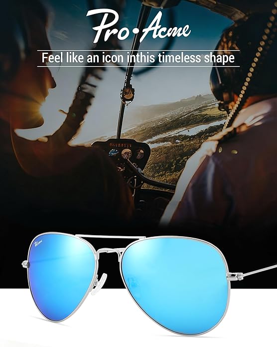 Pro Acme Classic Aviator Sunglasses for Women & Men Glass Lens Metal Frame UV400 Driver Sunglasses