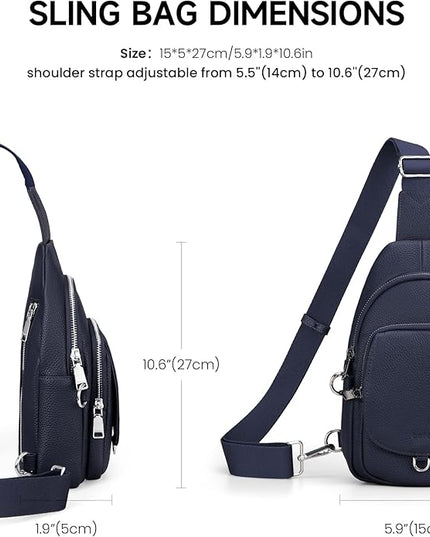 befen Anti Theft Genuine Leather Sling Bag for Women RFID Small Crossbody Bag Chest Bag Leather Fanny Packs for Travel