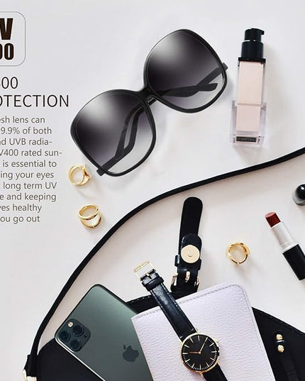 The Fresh Women's Oversized Square Jackie O Cat Eye Hybrid Butterfly Fashion Sunglasses - Exquisite Packaging