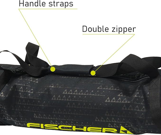 Fischer Skicase ECO XC NC - Durable Lightweight Easy Foldable 195cm Long Nordic Skis Bag with Handle Straps | 1 Ski Pair Capacity