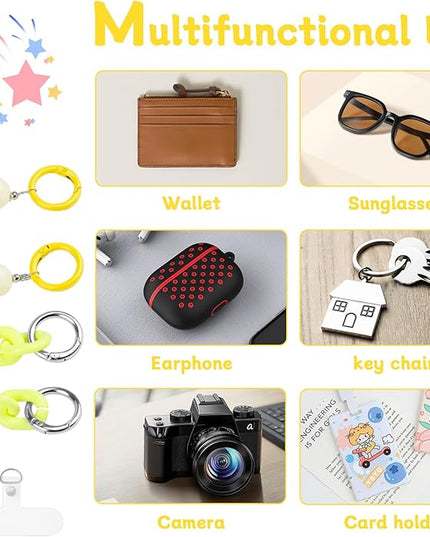 2 Pcs Phone Charm Wrist Strap with Tether Tab, Double Anti Lost Cute Beaded Wrist Lanyard, Detachable Transparent Phone Charms for Bag, Key Chains, Camera Decor